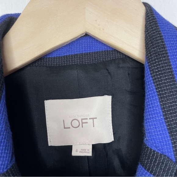 Loft Career Wear Blue and Black Nautical Striped Blazer - Picture 5 of 6